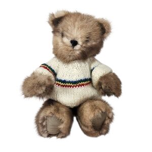 Vintage Real Mink Fur Teddy Bear in Knitted Sweater Rare Small Excellent Cond